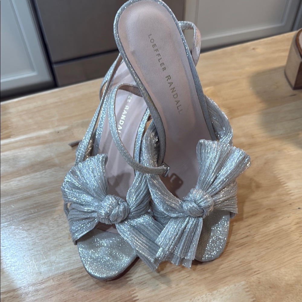 Loeffler Randall Silver Heels with Ruffled Detail
